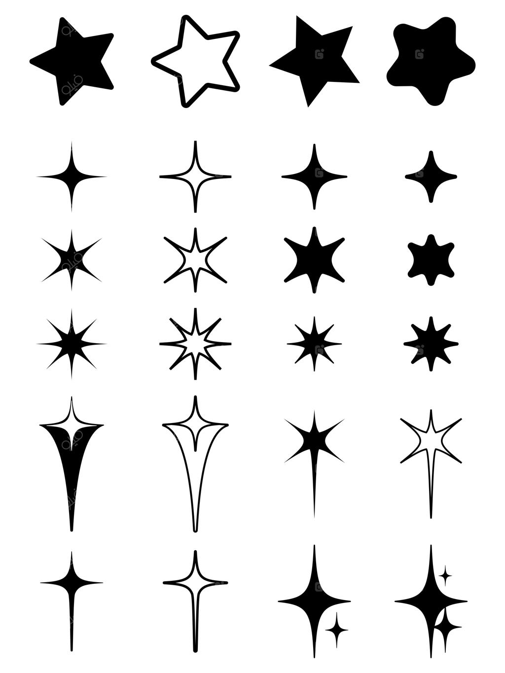 مجموعه نمادها و اشیاء گرافیکی هندسی و انتزاعی با سبک Y2K و المان‌های رترو-فیوچریستیک