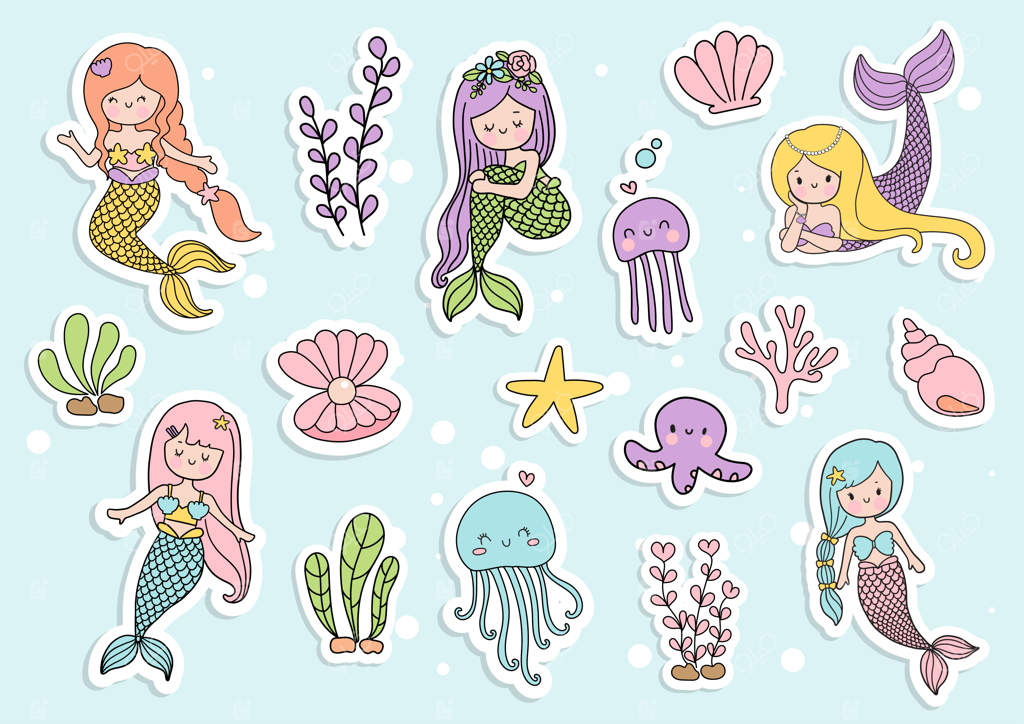 برنامه‌ریز و دفترچه خاطرات با استیکر پری‌دریایی