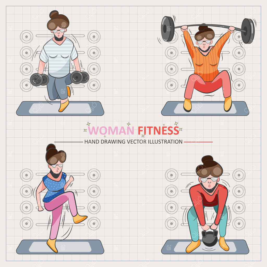 تصویرسازی دستی وکتور تناسب اندام زن