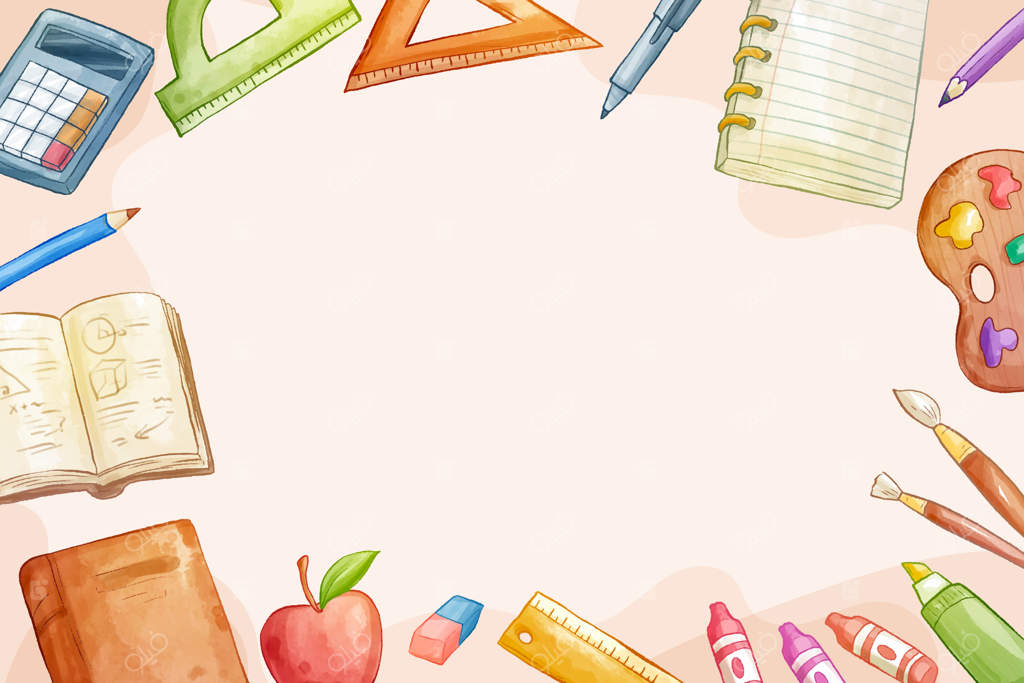 پس‌زمینه بازگشت به مدرسه با طرح آبرنگ و لوازم تحریر