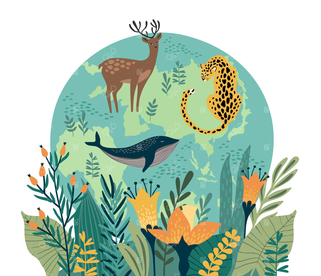 تصویر برداری برای روز زمین و مفاهیم محیط زیستی؛ طراحی جداگانه برای کارت، پوستر، بنر، بروشور و موارد دیگر