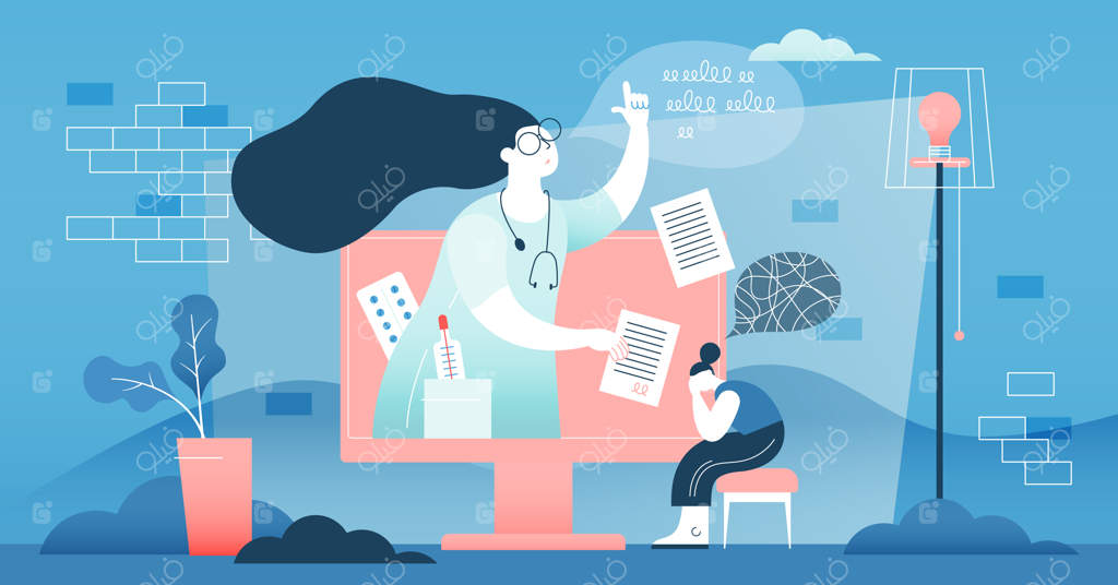 مفهوم کمک پزشکی آنلاین با دکتر.