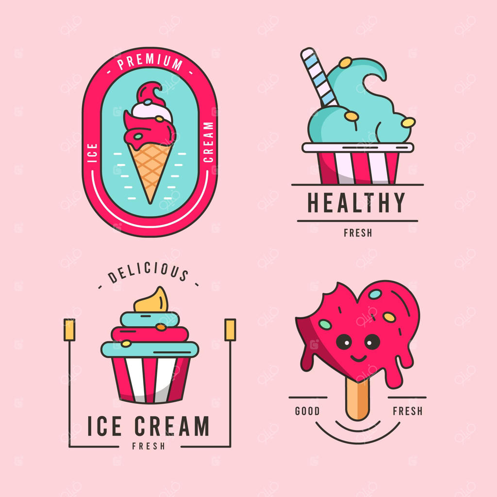 مجموعه برچسب‌های ساده بستنی