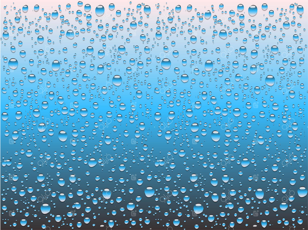 قطره‌های واقعی آب روی شیشه صاف، تصویر وکتور