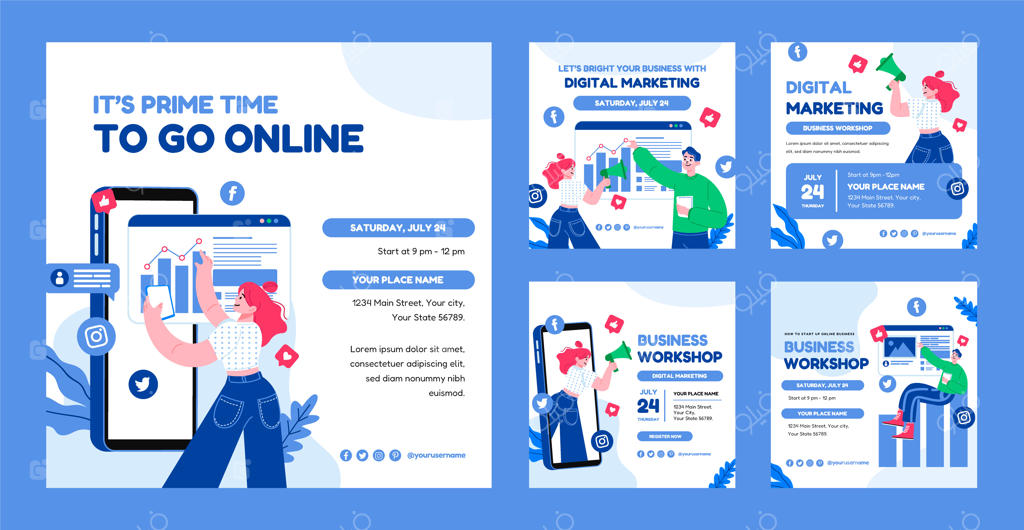 قالب پست اینستاگرام برای کارگاه کسب‌وکار