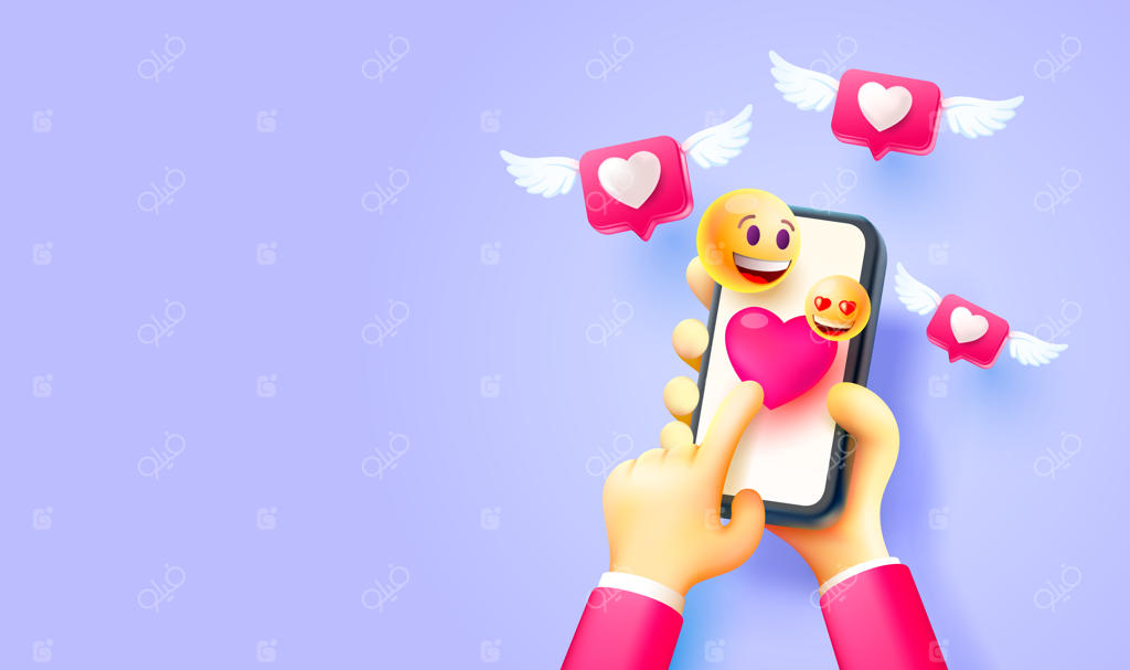 چت با آیکون‌های فراوان برای ارتباط آسان‌تر کاربران وکتور