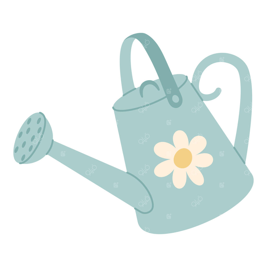 آبپاش باغبانی، ابزار آبیاری. تصویر دست‌کشیده