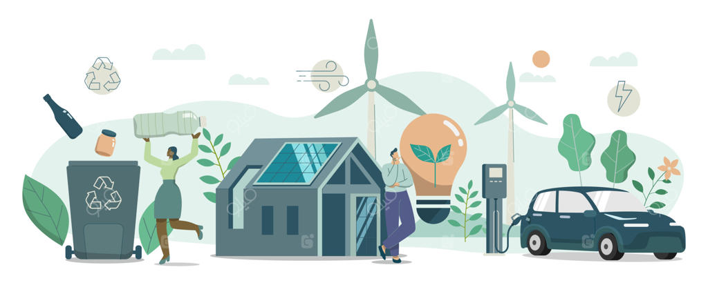 مجموعه‌ای از پروژه‌های پایدار و دوستدار محیط زیست، بازیافت زباله، خانه‌های مدرن با فناوری‌های بوم‌سازگار و پانل‌های خورشیدی، ایستگاه شارژ خودروهای الکتریکی،