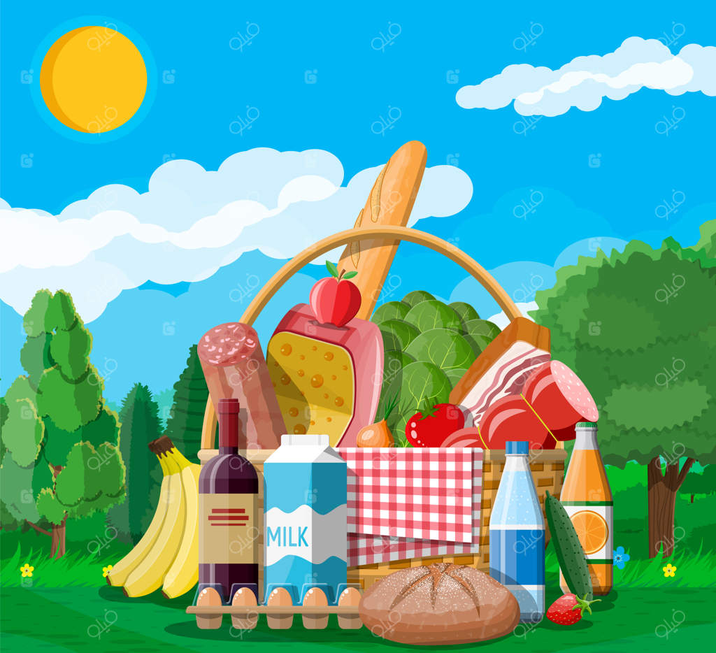 سبد پیک نیک پر از محصولات