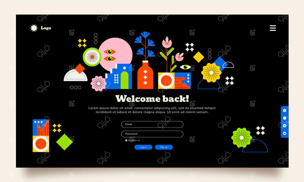 صفحه فرود با طراحی تخت و پترن هندسی