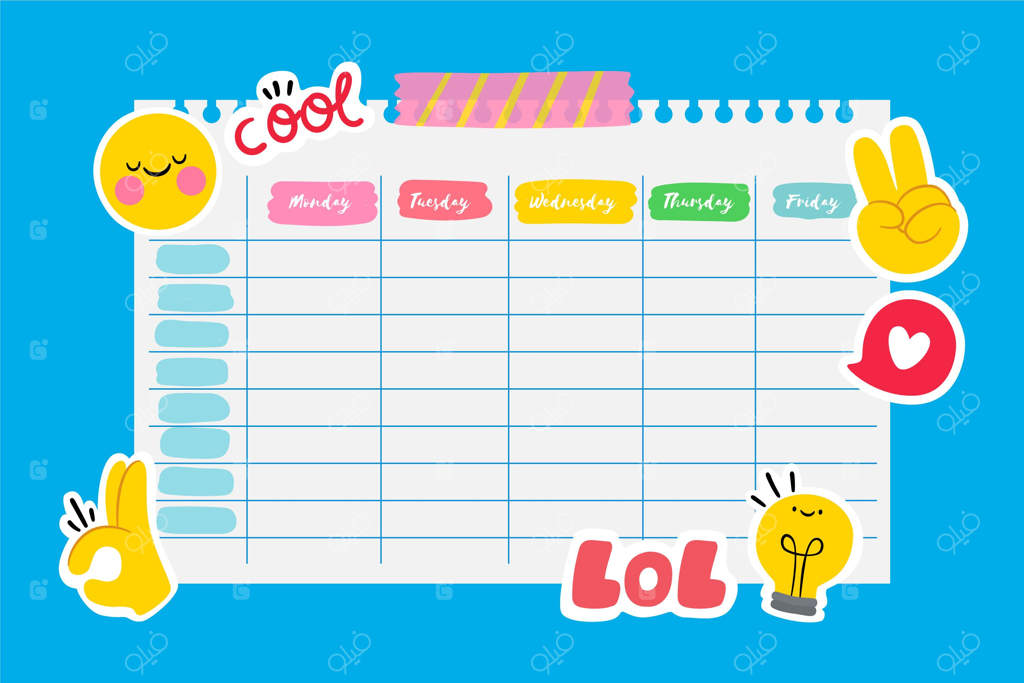 برچسب‌های برنامه‌ریزی مدرسه با طراحی تخت