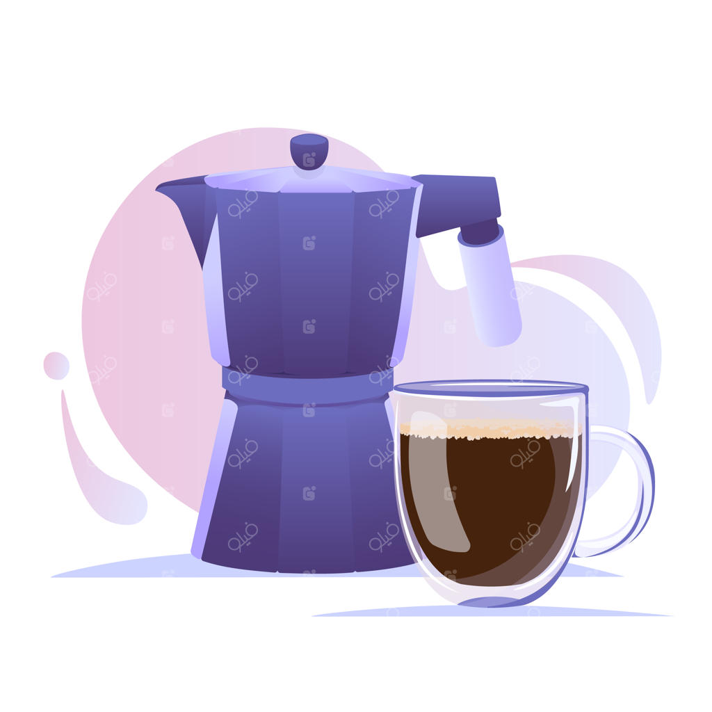 لیوان شیشه‌ای دو جداره و قهوه‌ساز گیزر با قهوه سیاه برای کافه‌داران