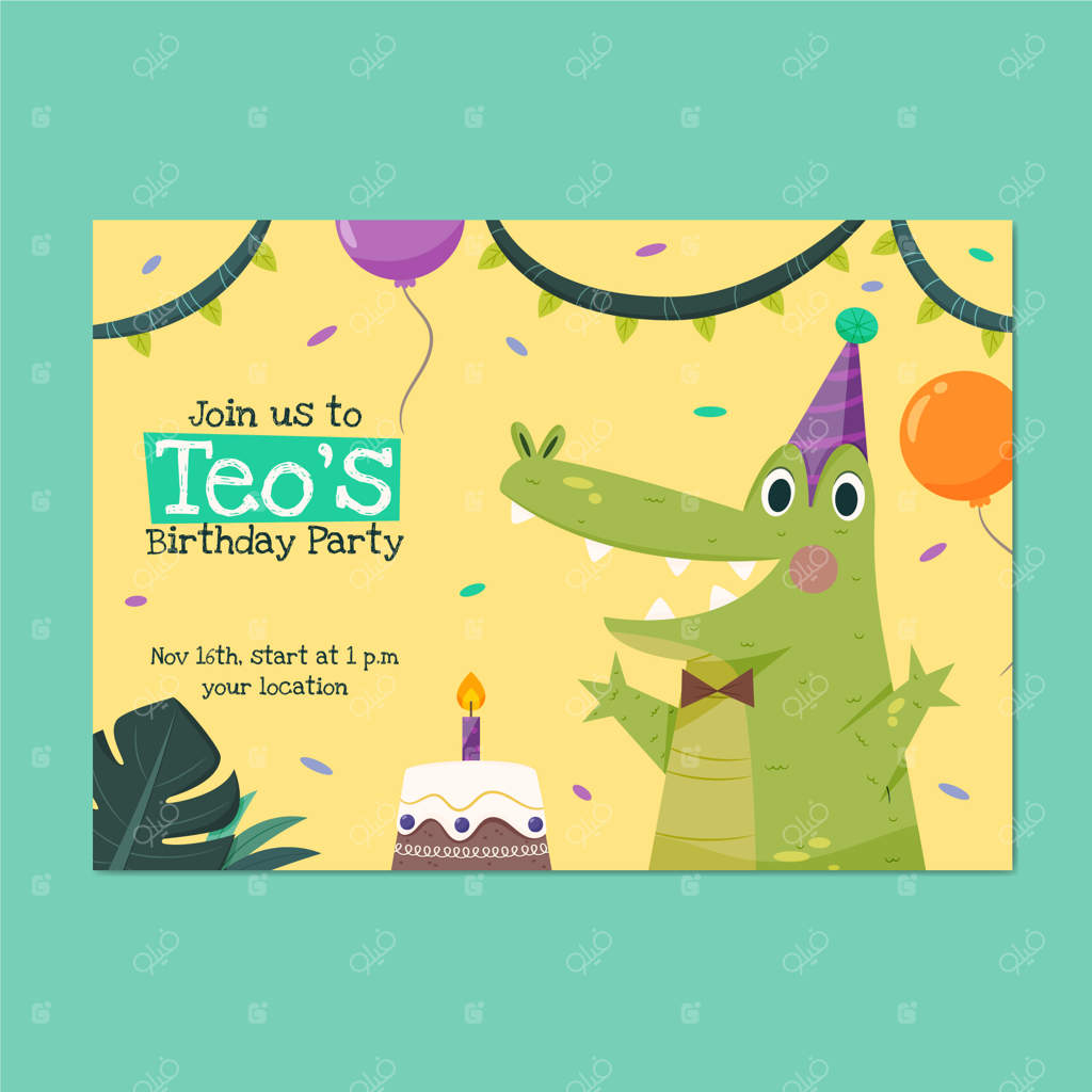 کارت دعوت تولد با طراحی کودکانه دستی