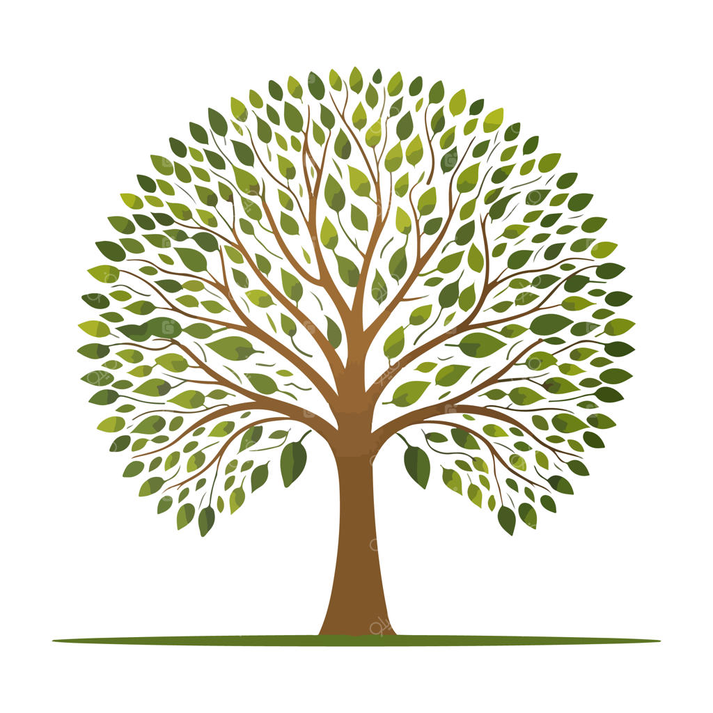وکتور درخت بزرگ و زیبا با برگ‌های سبز