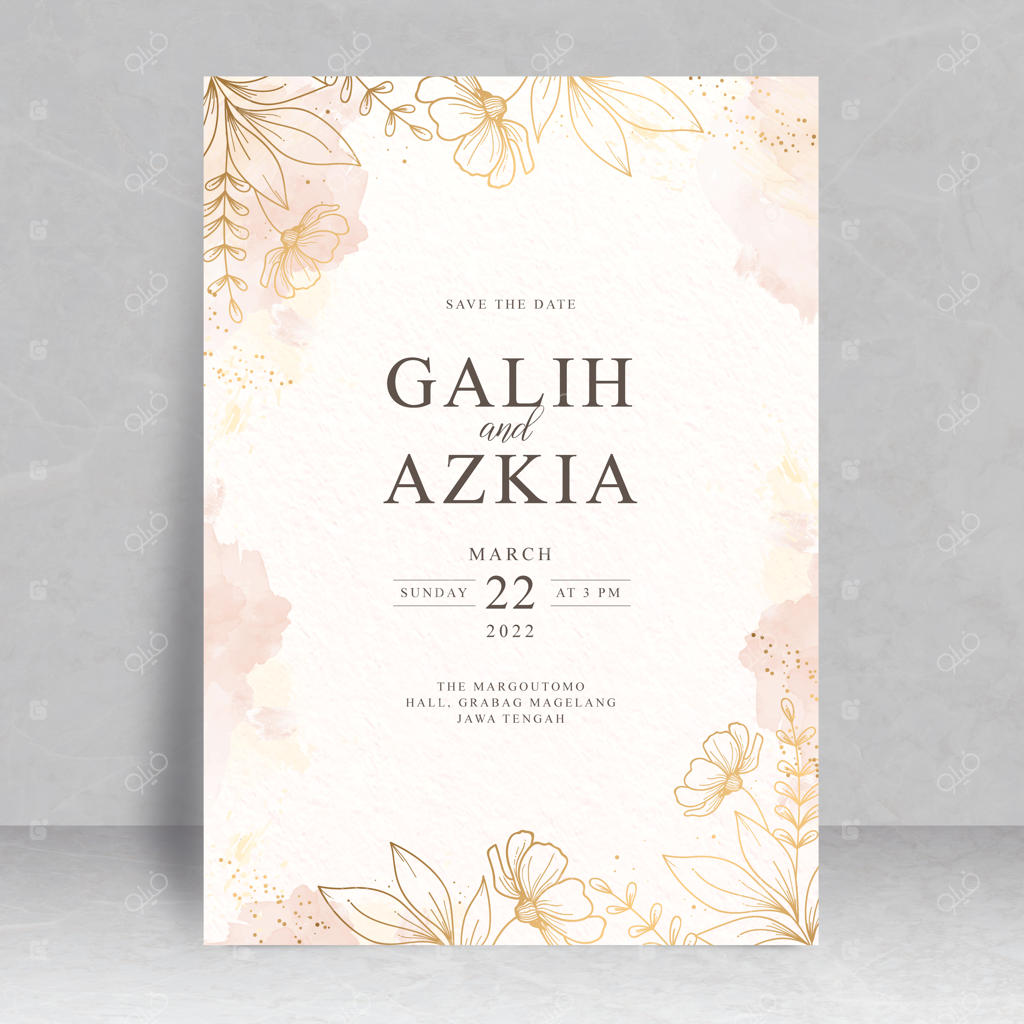 آب رنگ گل‌های دست‌ساز برای کارت عروسی