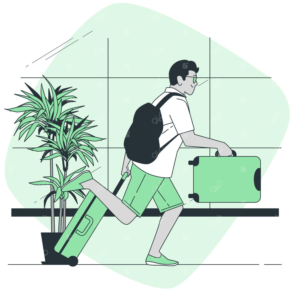 تصویرسازی مفهوم دویدن با چمدان‌ها