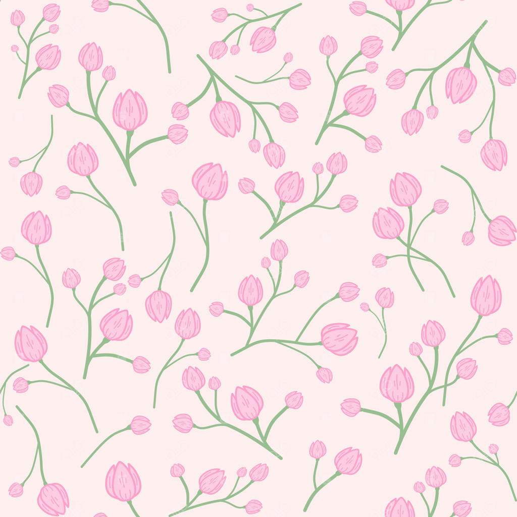 شکوفه‌های طبیعی. طرح ملایم صورتی و سبز گل‌دار. پترن یکپارچه ساقه و گل‌ها. باغ وحشی تازه صبحگاهی. طراحی چاپ دستی، گل‌های راه‌دار، تزئینات، کاغذ کادو و چاپ پارچه.