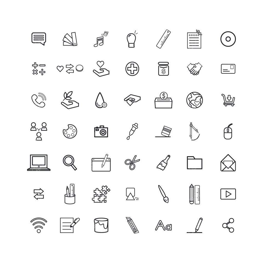 مجموعه آیکون‌ها شامل نماد قطع اینترنت