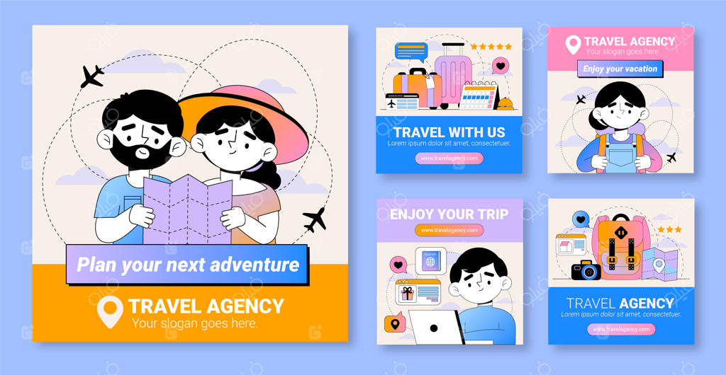 مجموعه پست‌های اینستاگرام آژانس مسافرتی