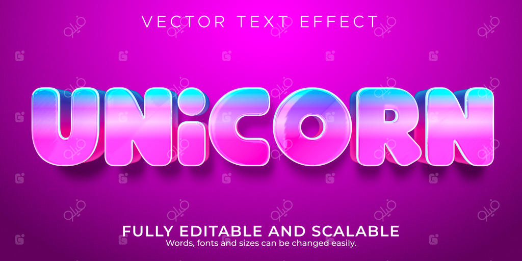افکت متنی صورتی یونی‌کورن