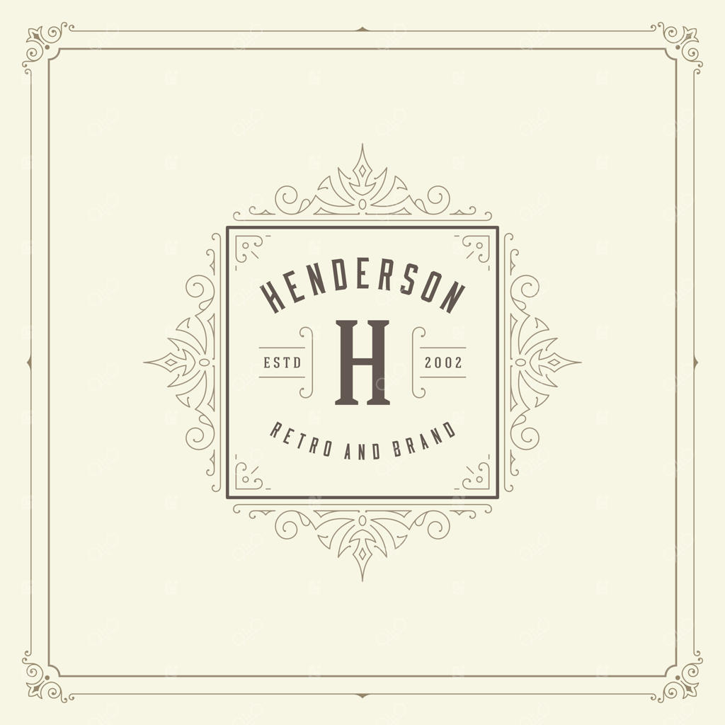 طراحی لوگو مونوگرام با تزئینات کلاسیک و قاب کلاسیک.