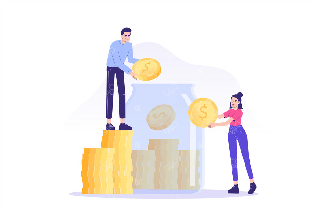 افرادی که سکه‌ها را در یک شیشه جمع می‌کنند