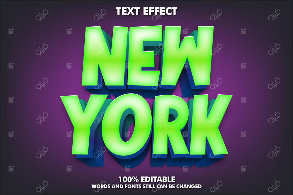 افکت متن سه‌بعدی و مدرن قابل ویرایش برای عنوان کارتونی