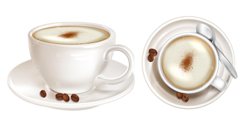 قهوه واقعی با کف هوا از نمای بالا و کنار