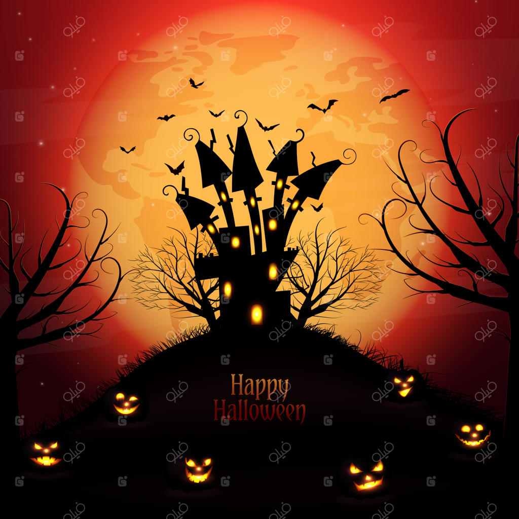 طراحی پس‌زمینه هالووین با ماه سرخ