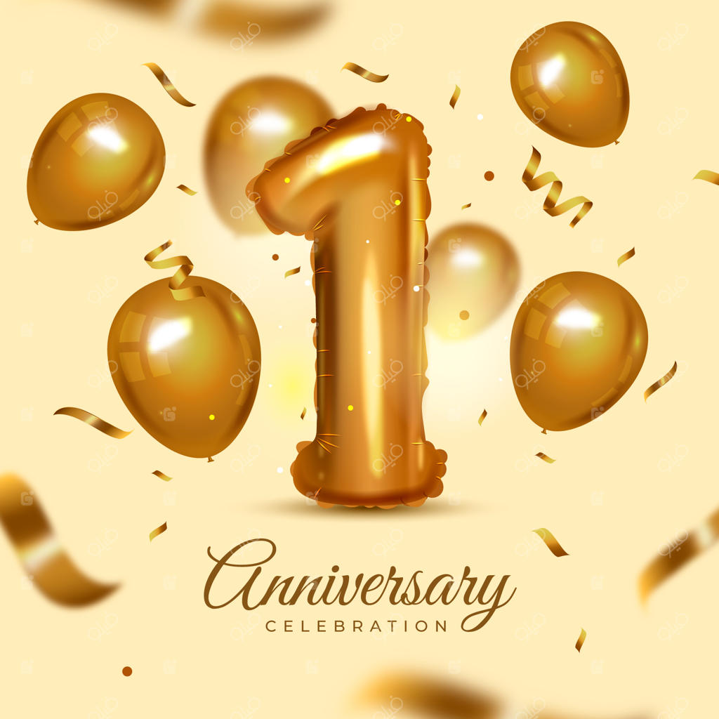 کارت تبریک سالگرد یا تولد یک سالگی Gradient