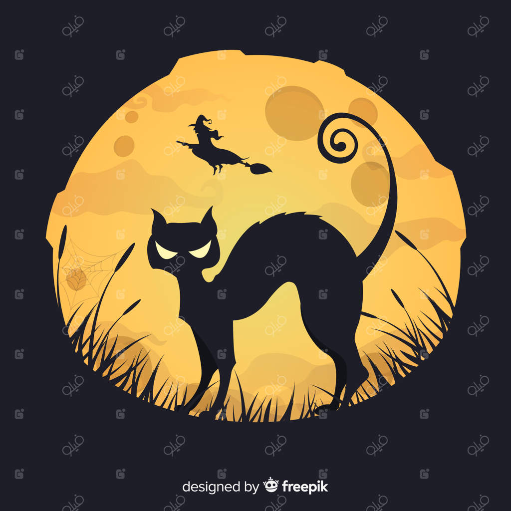 پس‌زمینه هالووین با گربه سیاه