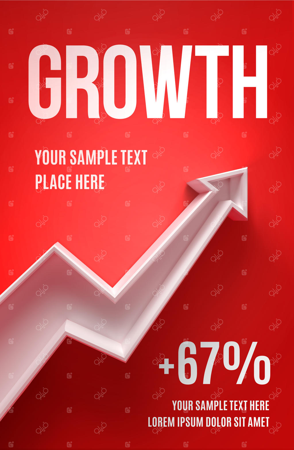 ارائه کسب و کار با نمودار رو به رشد روی زمینه قرمز