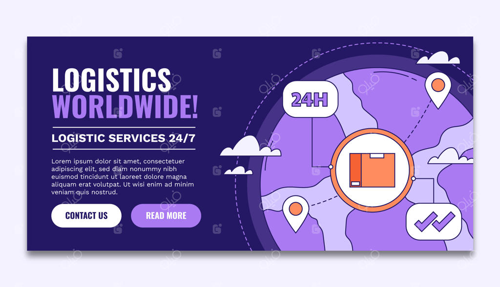 بنر افقی دست‌ساز برای حمل و نقل و لجستیک