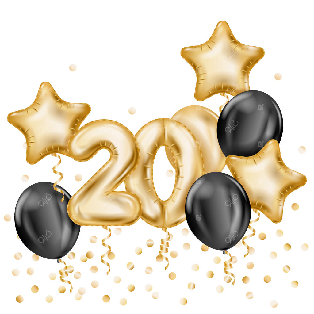 بالون‌های سالگرد: ترکیب واقعی از عددها و ستاره‌های طلایی و مشکی