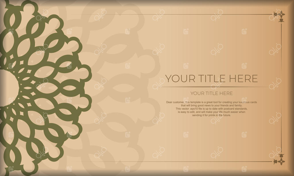 طرح کارت پستال با الگوهای یونانی: بنر بژ با تزئینات لوکس و جایگاهی برای لوگوی شما.