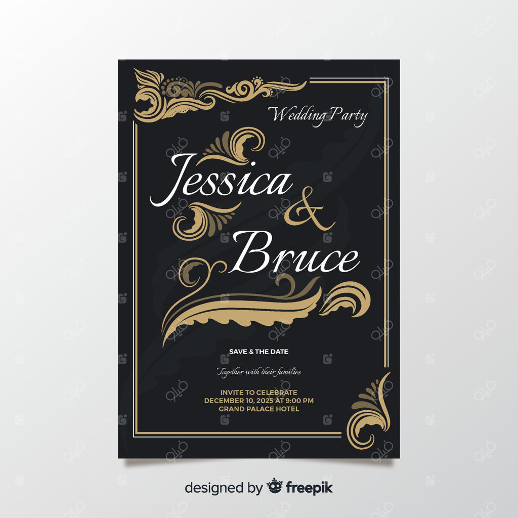 قالب دعوتنامه عروسی تزئینی