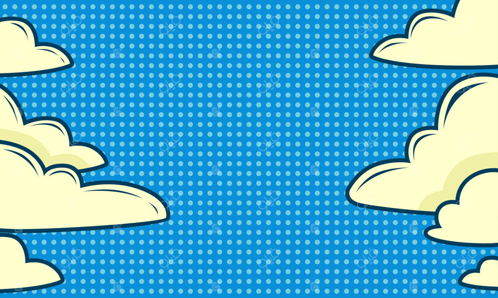 پس‌زمینه کارتونی آبی با تصویر ابرها