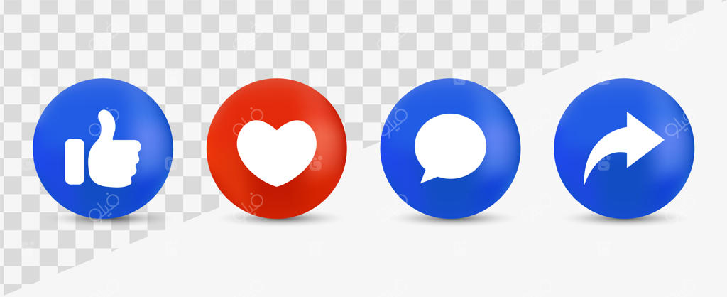 آیکون‌های اعلان شبکه‌های اجتماعی مثل دکمه‌های لایک و نظر