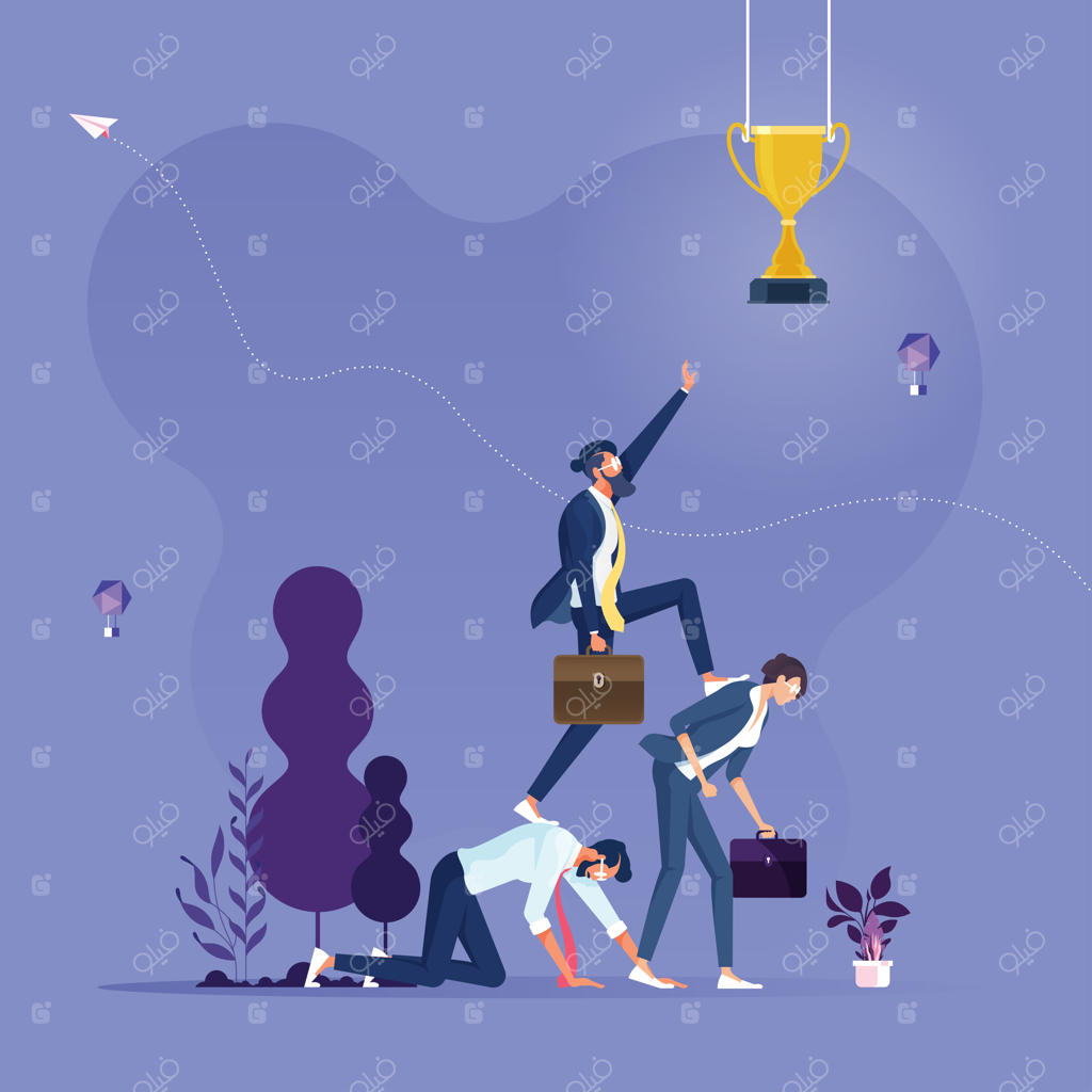 تصویر مفهومی موفقیت کسب‌وکار: شکست دادن رقبا توسط یک تاجر