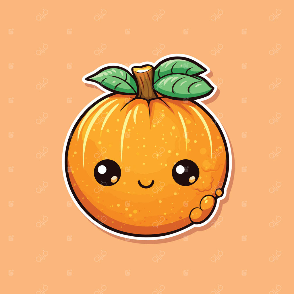 برچسب نارنجی رنگ‌های ملایم کلیپ‌آرت کارتونی جذاب