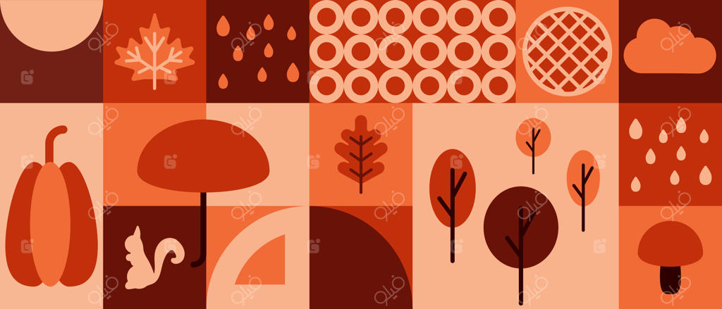 کاوش در الگوهای پاییزی و گرافیک‌های الهام‌گرفته از طبیعت در وکتور حرفه‌ای