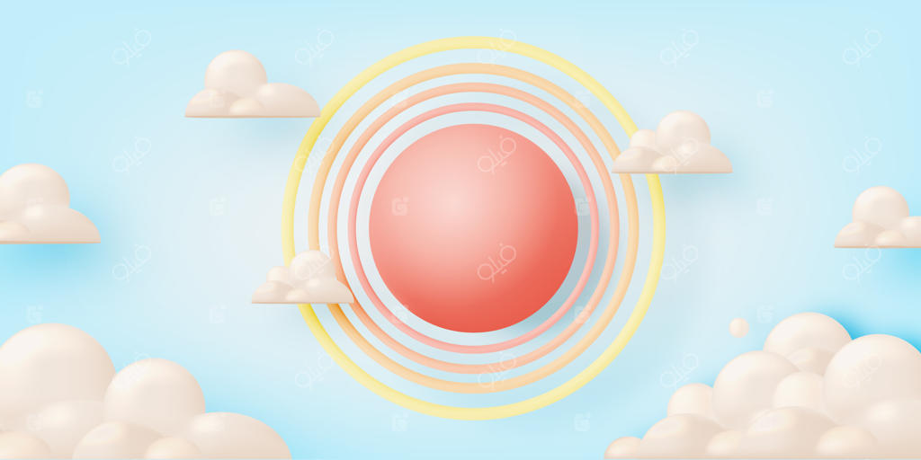 تصویر خورشید و ابر به رنگ‌های ملایم و زیبا