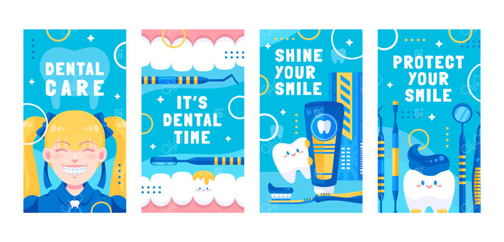 استوری‌های اینستاگرام کلینیک دندان‌پزشکی با طراحی دستی