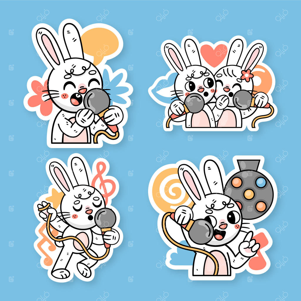 مجموعه استیکر کارائوکه خرگوشی به نام رانی