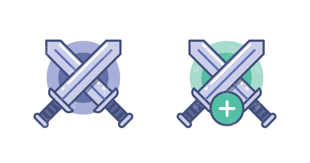 آیکون دو شمشیر متقاطع؛ نماد نبرد