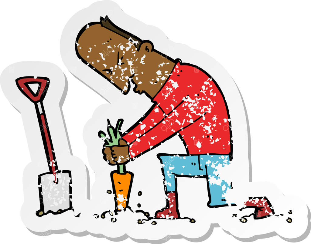 برچسب قدیمی و فرسوده از یک باغبان کارتونی