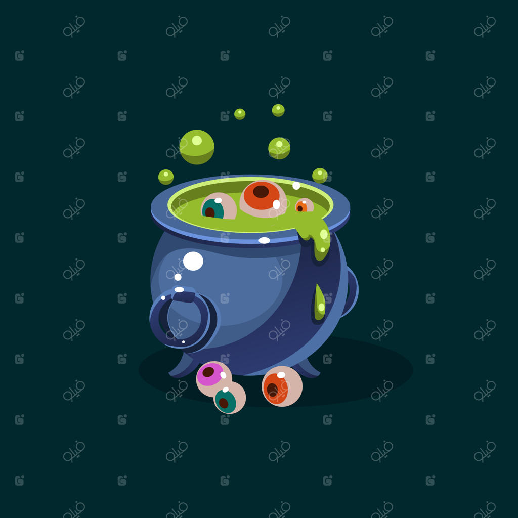 تصویر چشم‌ها و دیگ معجون سبز