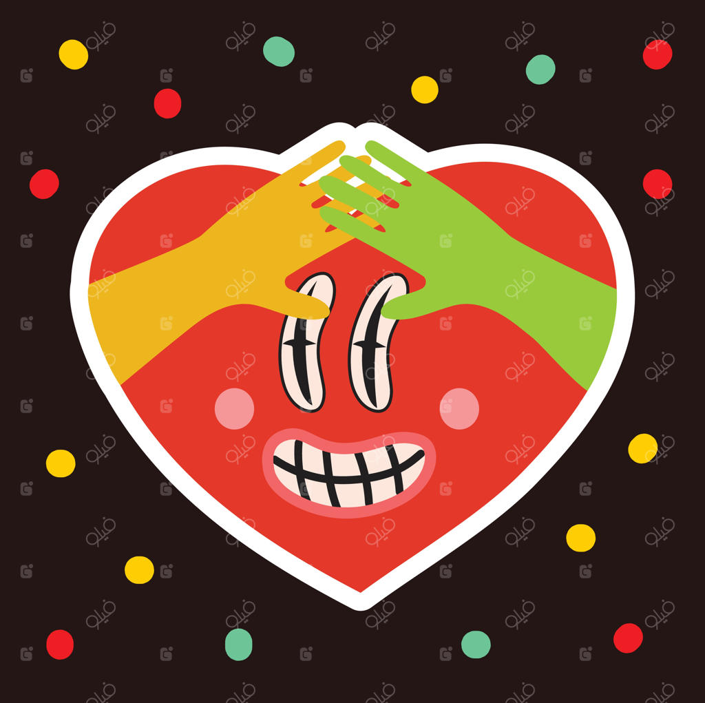 عشق نوستالژیک و مجموعه وکتور شخصیت‌های خندان هیپی و شاد برای ولنتاین