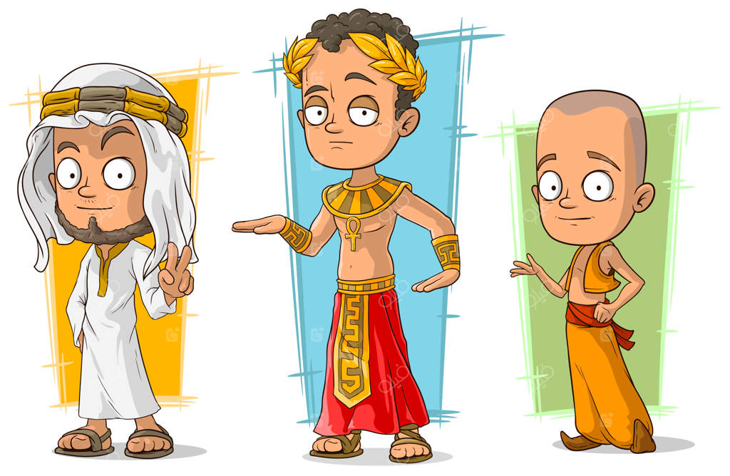 مجموعه‌ای از شخصیت‌های کارتونی عربی، مصری و آسیایی