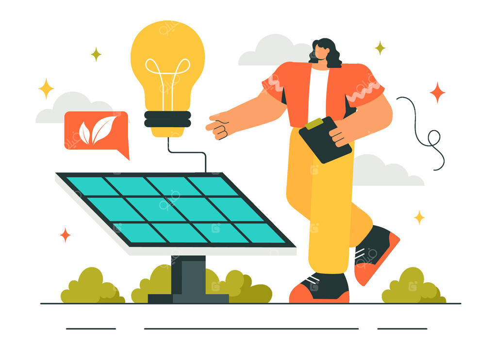 تیم نگهداری انرژی تجدیدپذیر در حال تعمیر توربین‌های بادی و پانل‌های خورشیدی